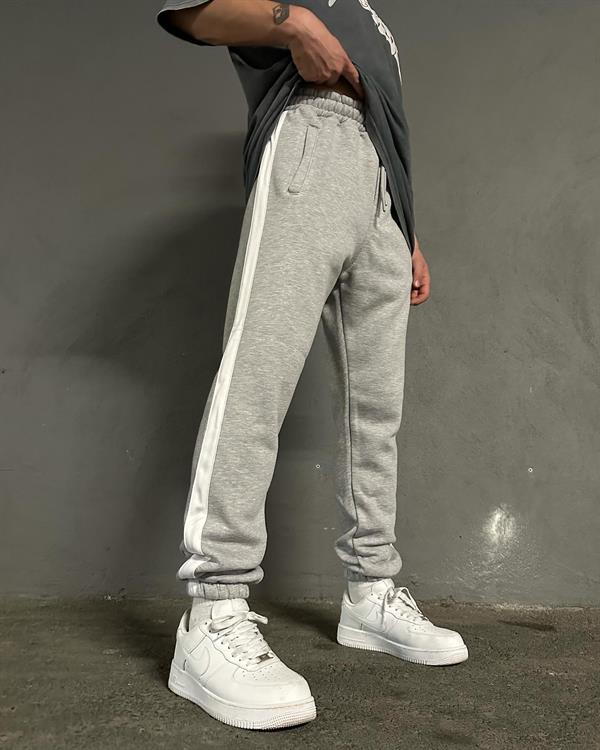 Tek Şerit Jogger Eşofman - Gri