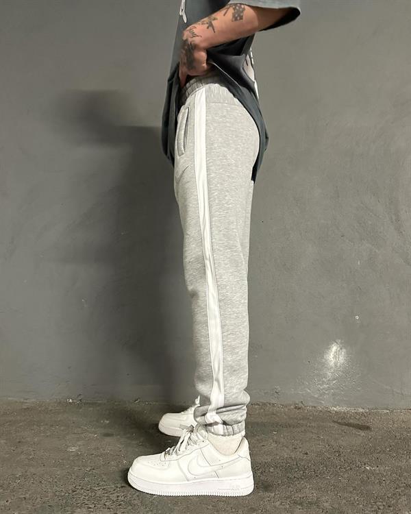 Tek Şerit Jogger Eşofman - Gri