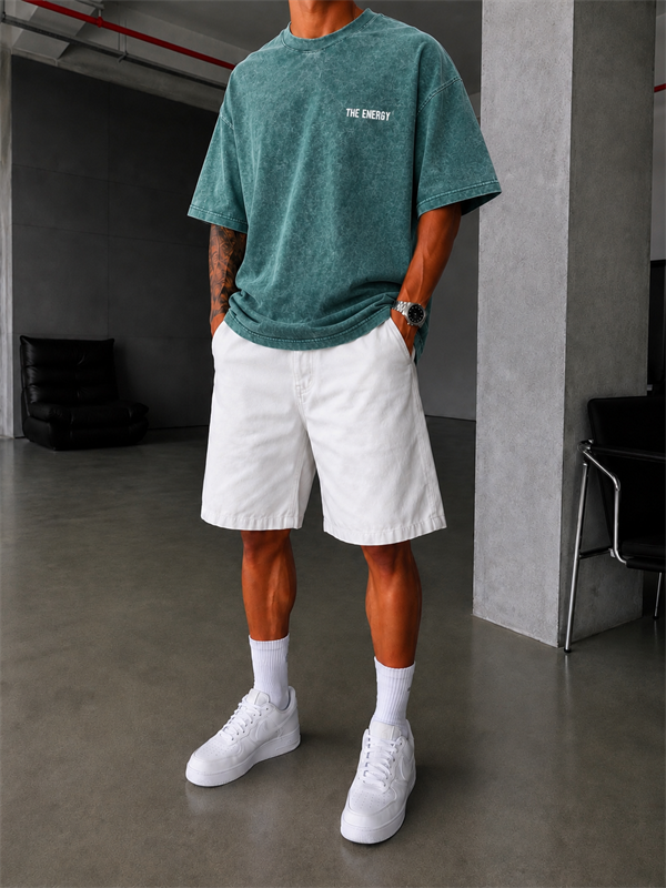 The Energy 08 Yıkamalı Oversize T-Shirt - Yeşil