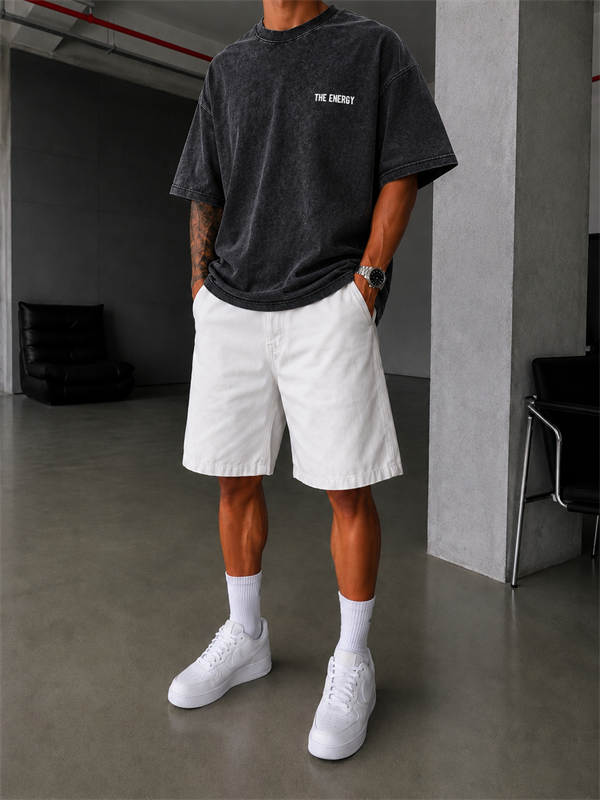 The Energy 08 Yıkamalı Oversize T-Shirt - Siyah