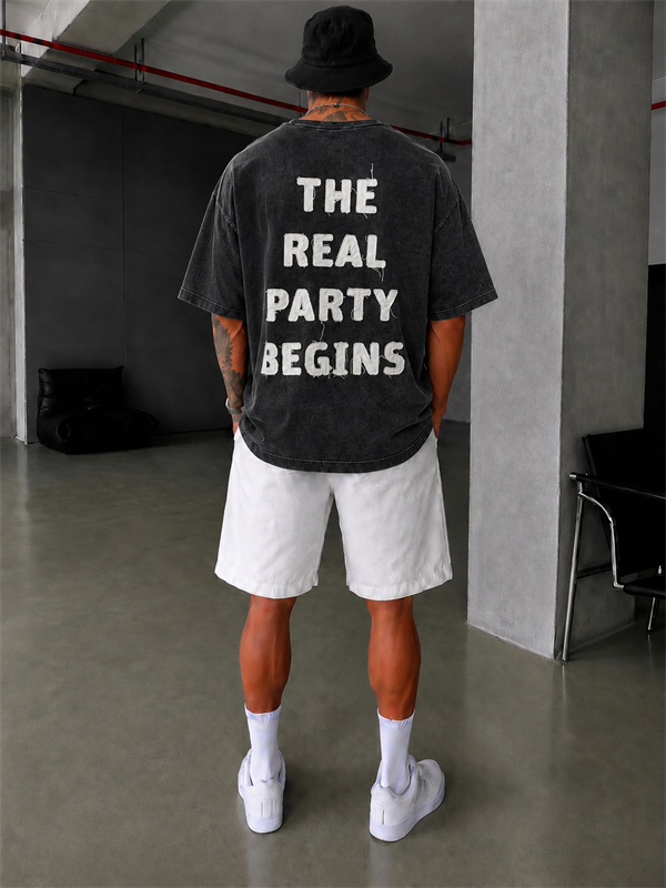 The Real Party Begins Oversize T-shirt - Siyah