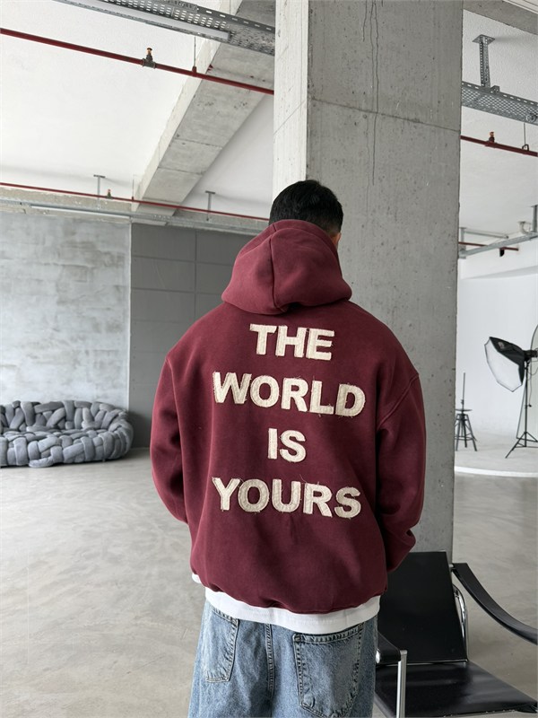 The World Is Your Premium Acid Yıkama Hoodie