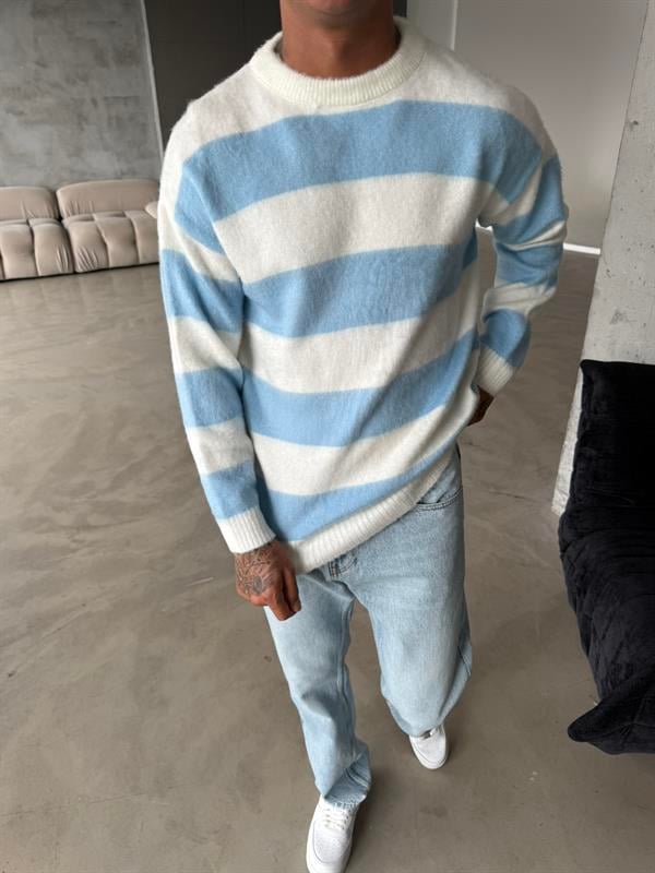 Tüylü Peluş Triko - Mavi