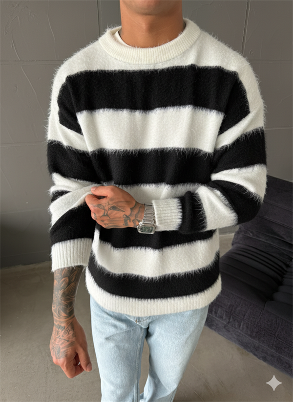 Tüylü Peluş Triko - Siyah