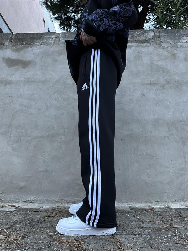 Üç Şeritli Baggy Eşofman Altı  - Siyah