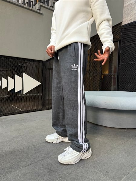 Üç Şeritli Yıkalamı Acid Premium Eşofman - Füme