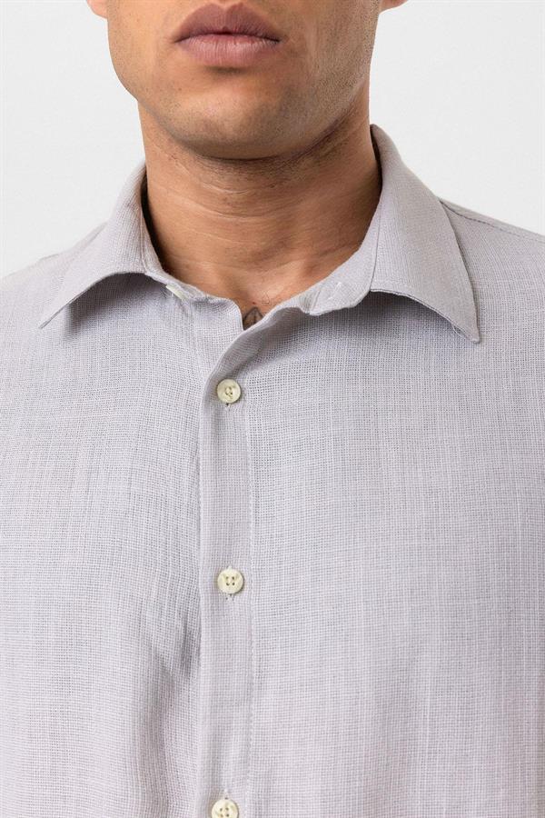 Uzun Kollu Basic Oversize Gömlek - Gri