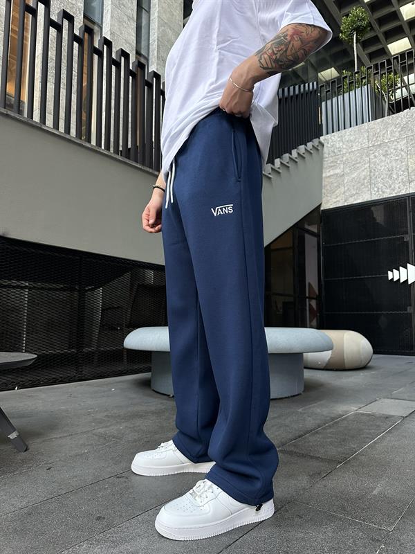 Vns Nakışlı Stoper Paça Lastikli Eşofman Altı -İndigo Mavi