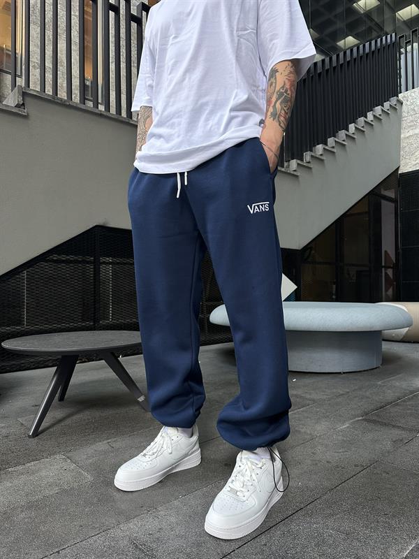 Vns Nakışlı Stoper Paça Lastikli Eşofman Altı -İndigo Mavi