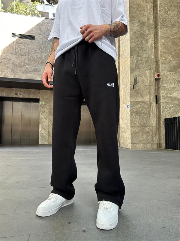 Vns Nakışlı Stoper Paça Lastikli Eşofman Altı -Siyah