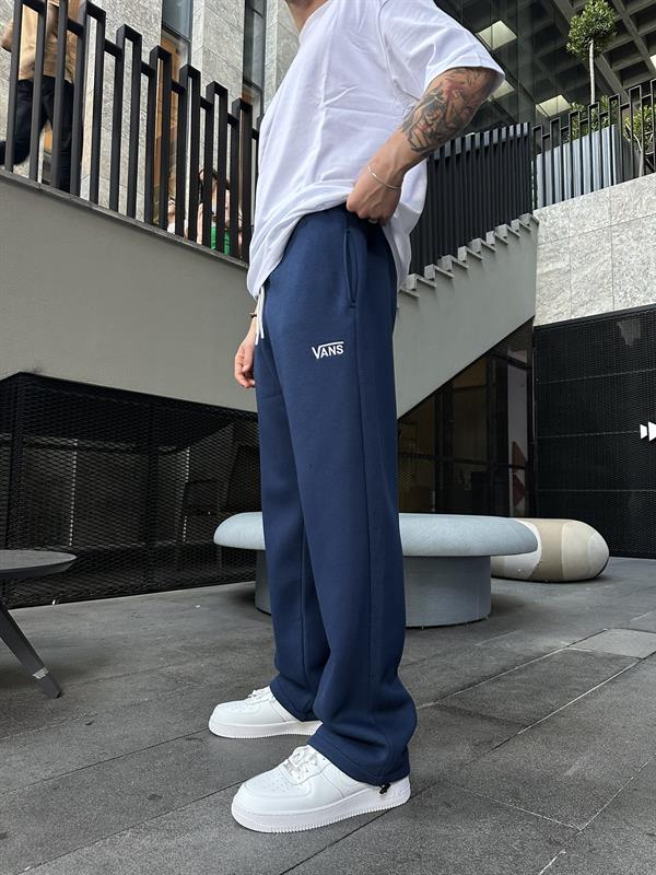 Vns Nakışlı Stoper Paça Lastikli Eşofman Altı -İndigo Mavi