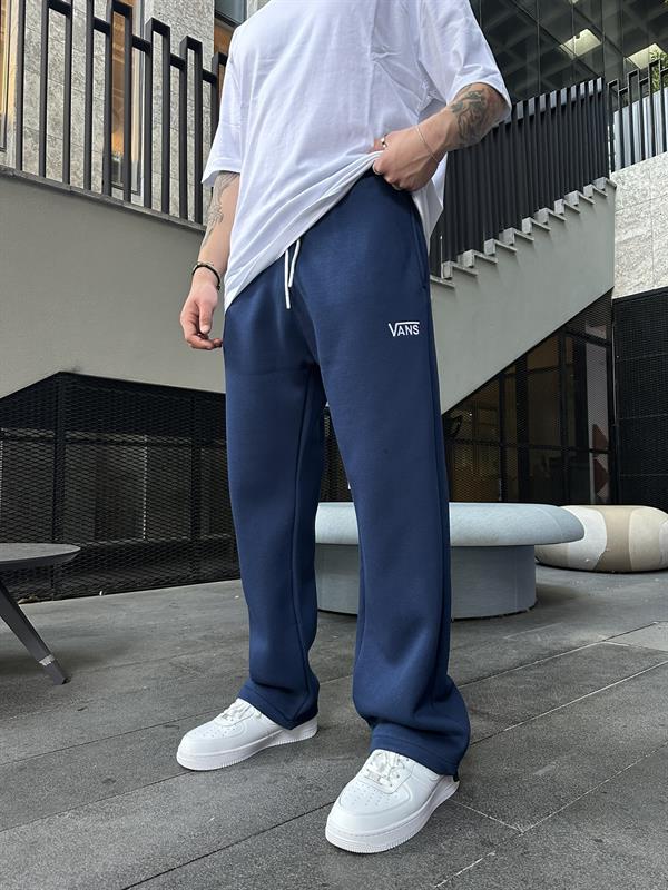 Vns Nakışlı Stoper Paça Lastikli Eşofman Altı -İndigo Mavi