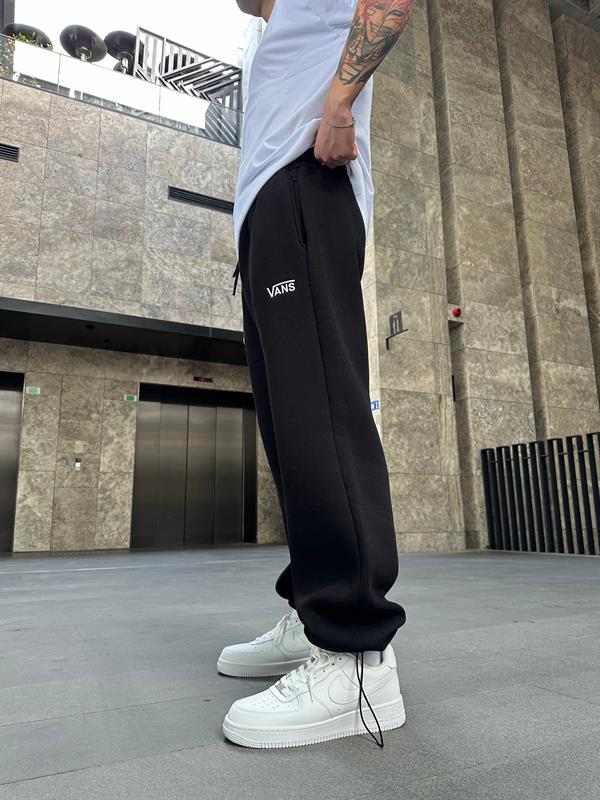 Vns Nakışlı Stoper Paça Lastikli Eşofman Altı -Siyah