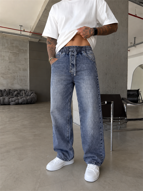 Washed Black Baggy Fit Denim Pantolon