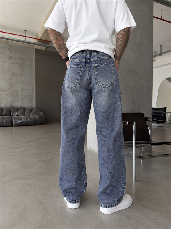 Washed Black Baggy Fit Denim Pantolon