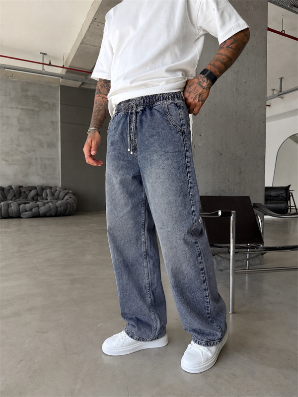 Washed Black Baggy Fit Denim Pantolon