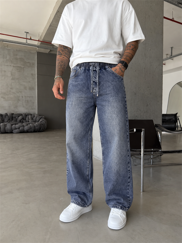 Washed Black Baggy Fit Denim Pantolon