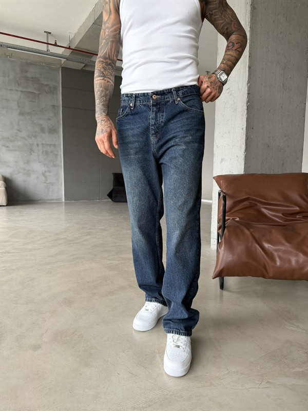 Washed Yıkamalı Eskitme  Pantolon - İndigo