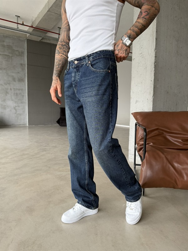 Washed Yıkamalı Eskitme  Pantolon - İndigo