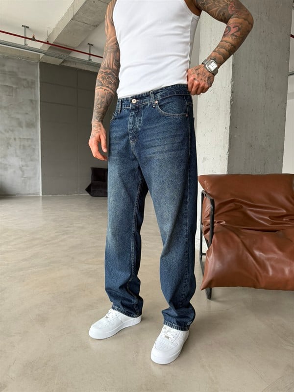 Washed Yıkamalı Eskitme  Pantolon - İndigo