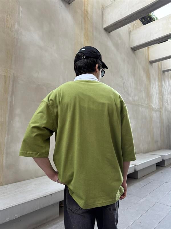 Wondertub Baskılı Polo Yaka - T-Shirt - Haki