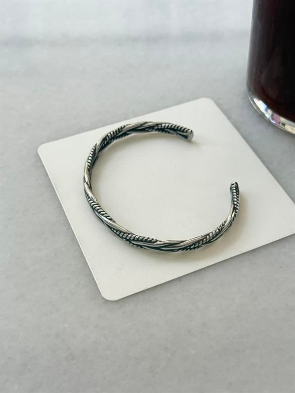 Yaprak Motifli Erkek Bileklik - Çelik