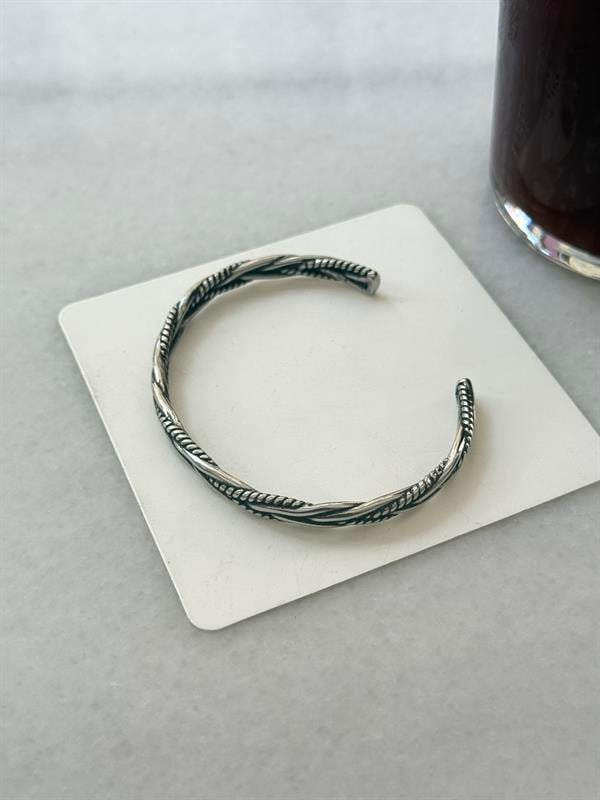 Yaprak Motifli Erkek Bileklik - Çelik