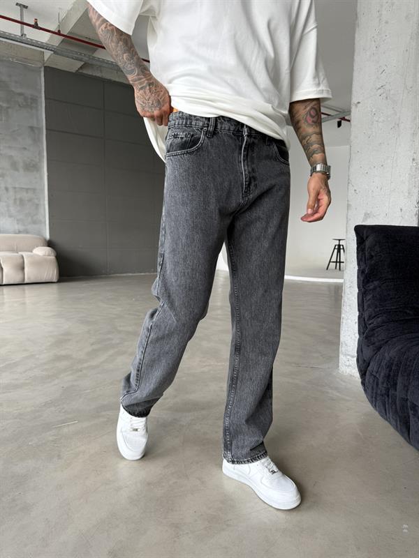 Yıkamalı Eskitme Baggy - Gri