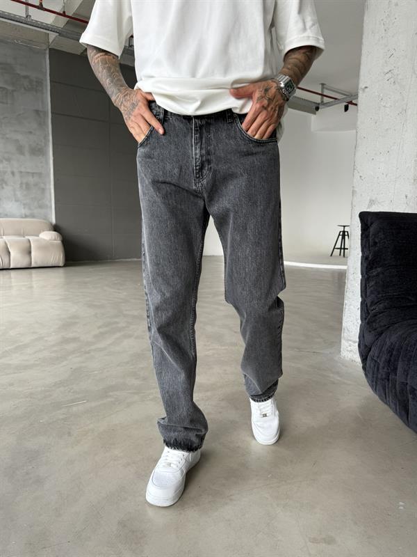 Yıkamalı Eskitme Baggy - Gri