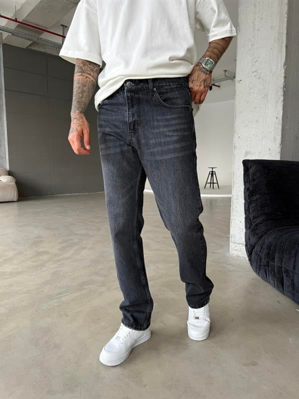 Yıkamalı Eskitme Baggy - Siyah