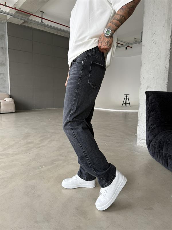 Yıkamalı Eskitme Baggy - Siyah