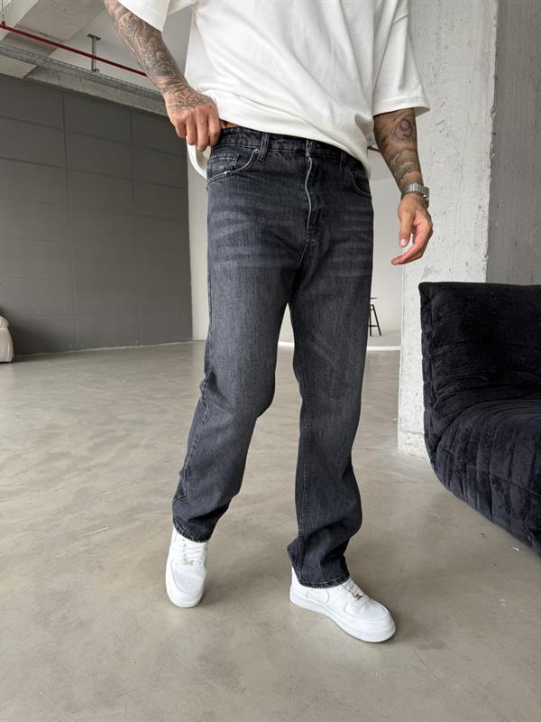 Yıkamalı Eskitme Baggy - Siyah