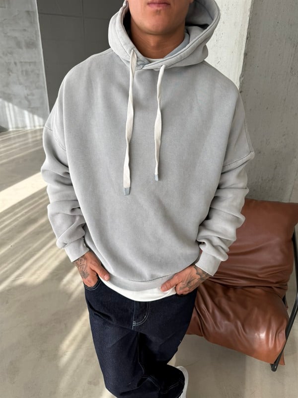 Yıkamalı  İp Detaylı Sweatshirt - Gri
