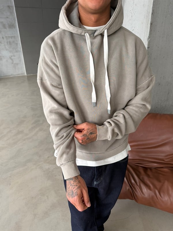 Yıkamalı  İp Detaylı Sweatshirt - Haki