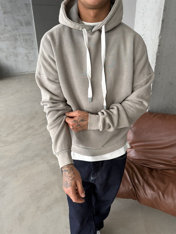 Yıkamalı  İp Detaylı Sweatshirt - Haki