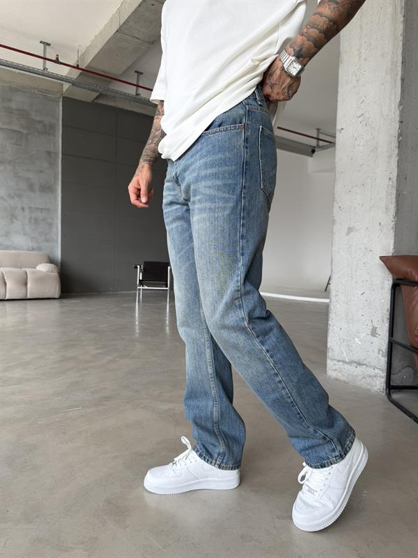 Yıkamalı Tiltli Baggy Pantolon - İndigo