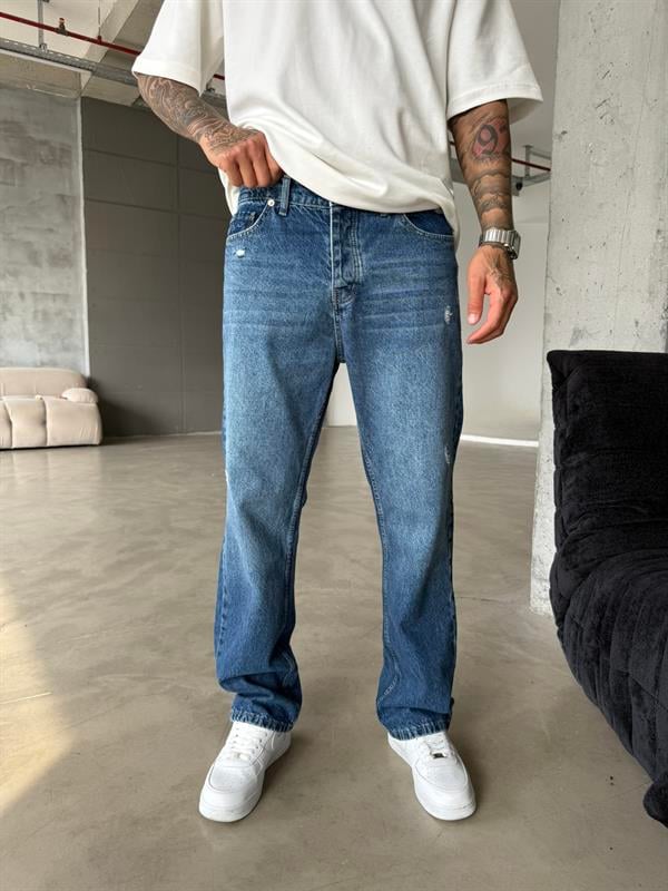 Yırtık Detatylı Basic Pantolon - Lacivert