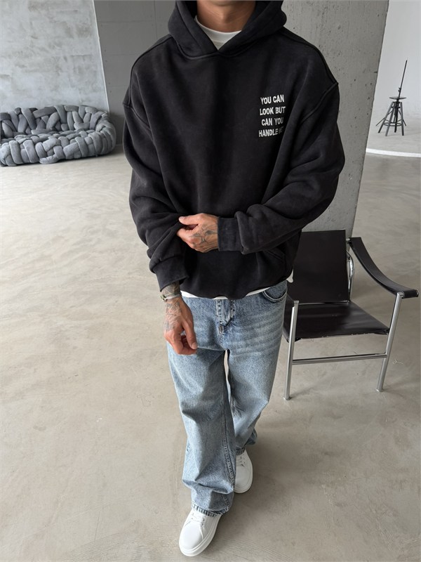 You Can Look But Acid  Yıkama Premium Hoodie