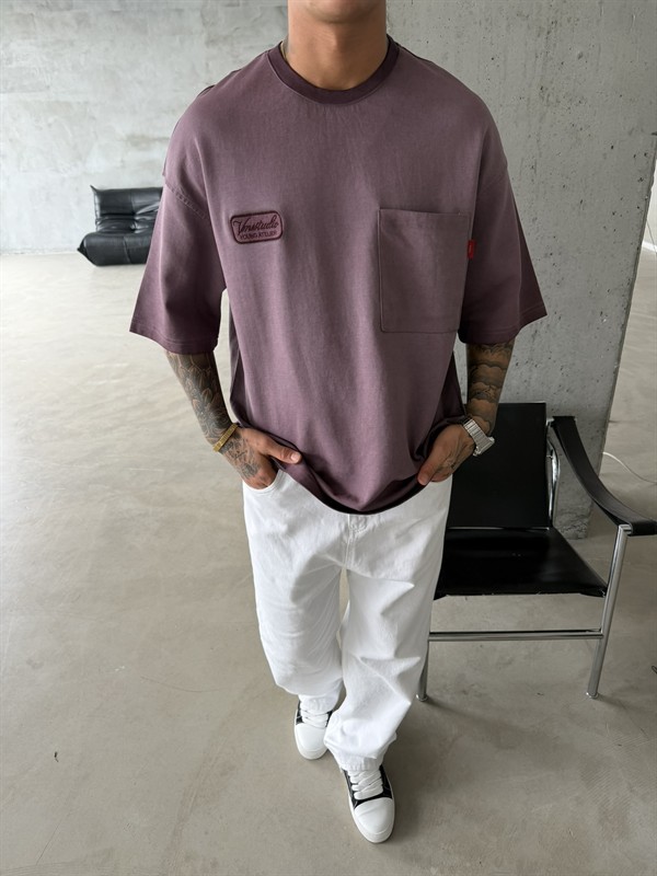 Young Ateile Oversize Acid T-Shirt - Bordo