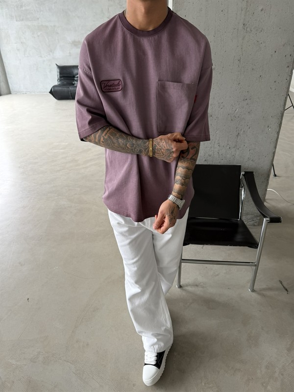 Young Ateile Oversize Acid T-Shirt - Bordo