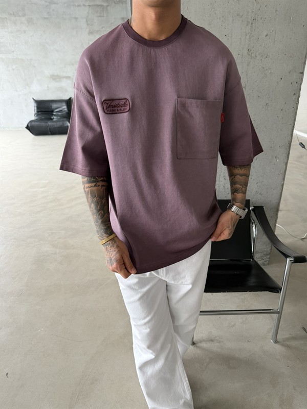 Young Ateile Oversize Acid T-Shirt - Bordo