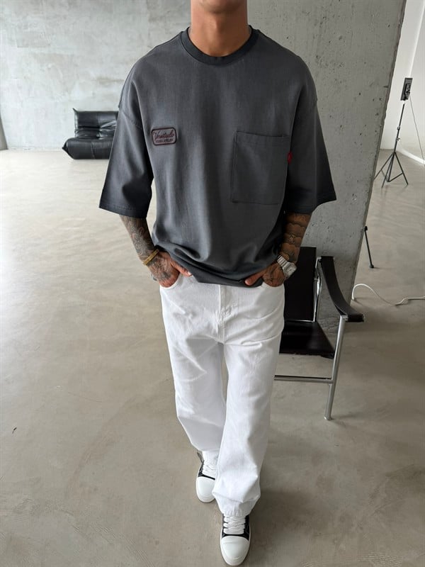 Young Ateile Oversize Acid T-Shirt - Füme