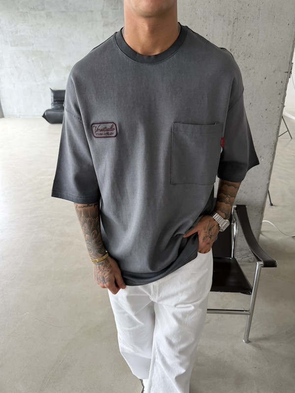 Young Ateile Oversize Acid T-Shirt - Füme