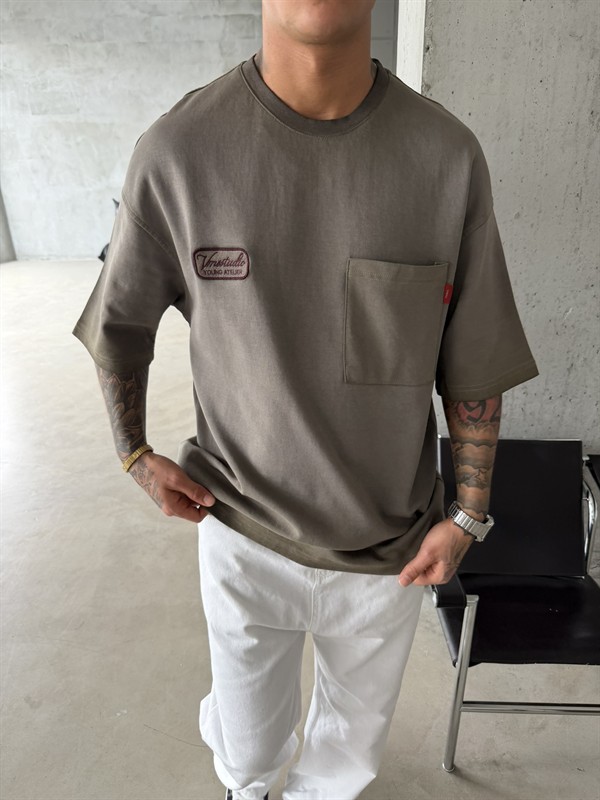 Young Ateile Oversize Acid T-Shirt - Haki