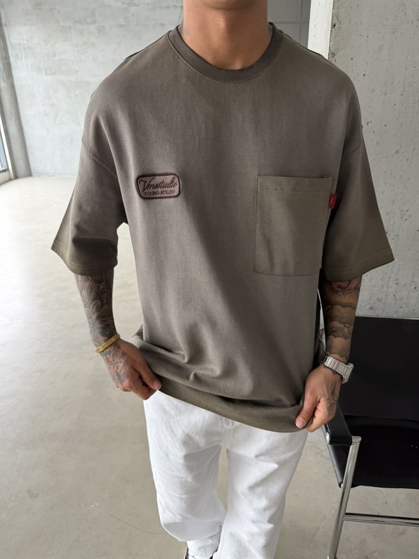 Young Ateile Oversize Acid T-Shirt - Haki