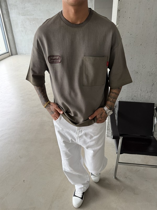 Young Ateile Oversize Acid T-Shirt - Haki