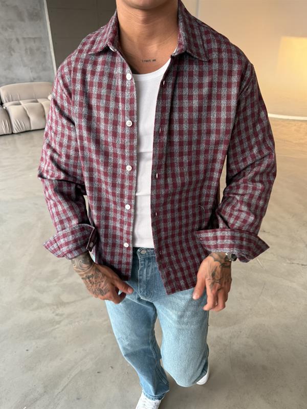 Your Energy Is My Only Drug Ekose Gömlek - Bordo