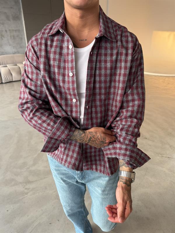 Your Energy Is My Only Drug Ekose Gömlek - Bordo