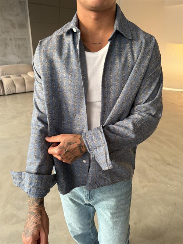 Your Energy Is My Only Drug Ekose Gömlek -Mavi