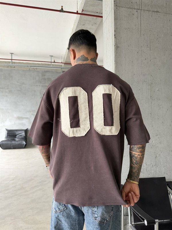 Zero 00 Pacht Detaylı Acid Yıkama T-Shirt - Kahve